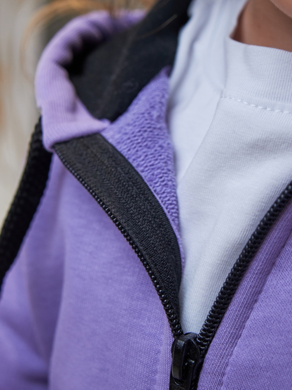 328-Л. Костюм детский  на молнии, лиловый, хлопок 65%, 35% ПЭ, 3-х нитка без начеса 80,86,92