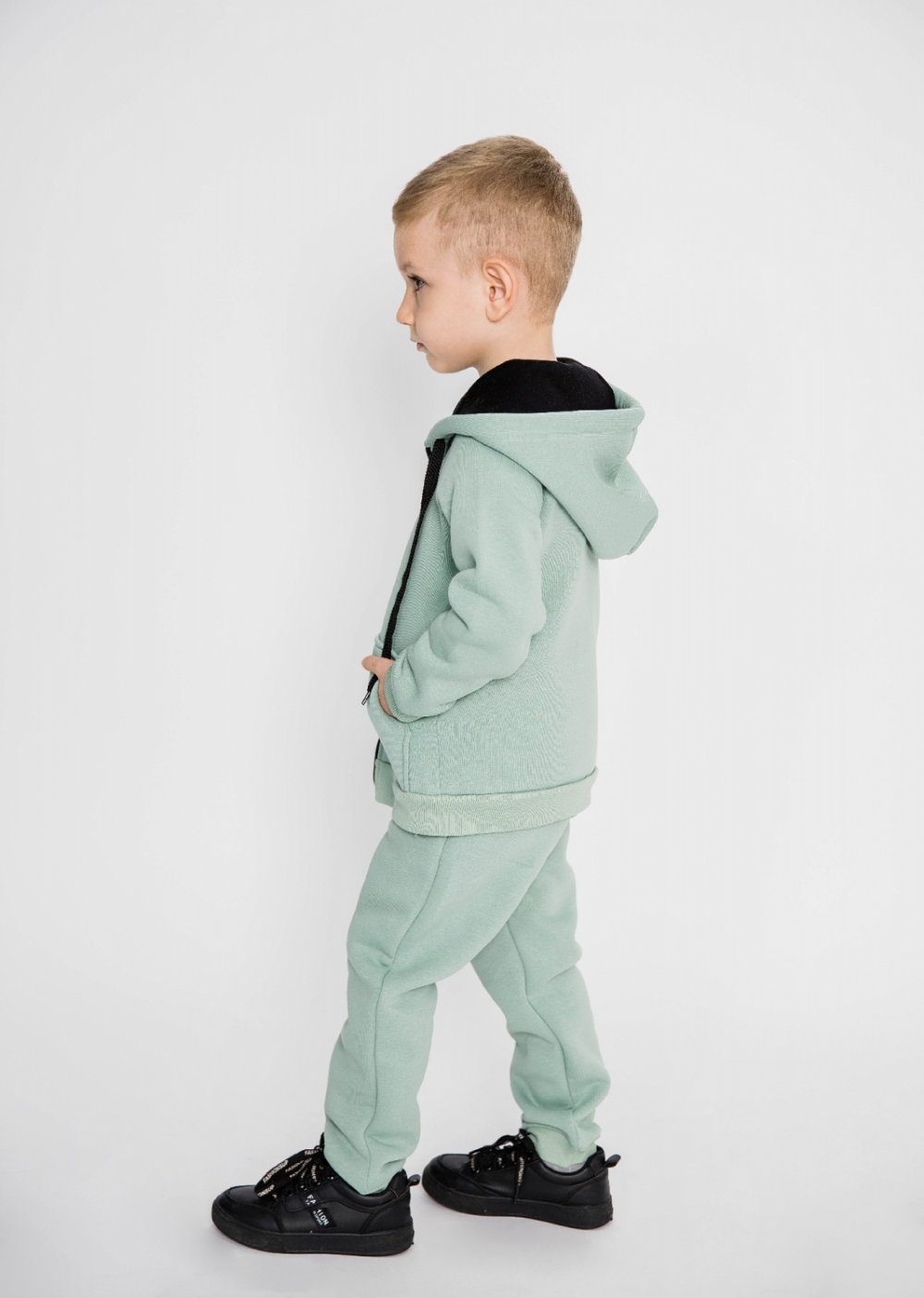 319-ОЛ. Костюм детский на молнии, олива, хлопок 65%, 35% ПЭ, 3-х нитка (начес) 98,104,110,116