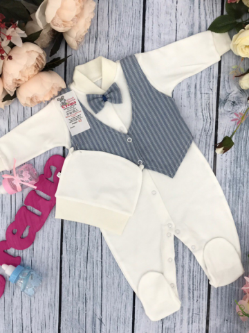 Купить оптом 224-Г. Комбинезон, хлопок 100% интерлок, "Жилет новый" голубая полоса в Самаре