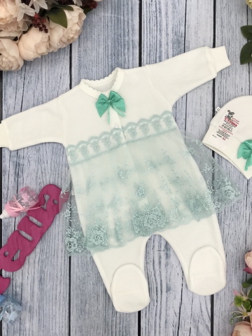 258-Б. Комбинезон с шапкой, хлопок 80% велюр 20% ПЭ, бирюза