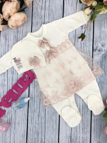 Купить оптом 258-П. Комбинезон с шапкой, хлопок 80% велюр 20% ПЭ, пудра в Самаре