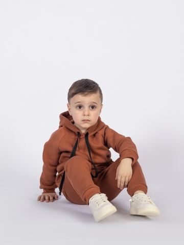 296-ТР. Свитшот с капюшоном  + Штаны, хлопок 65%, 35% ПЭ, 3-х нитка (начес) терракот  98,104,110,116