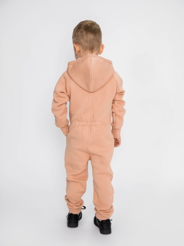 318-К. Комбинезон на молнии с капюшоном,  капучино, хлопок 65%, 35% ПЭ, 3 нитка толстовка (начёс) 86,92,98,104