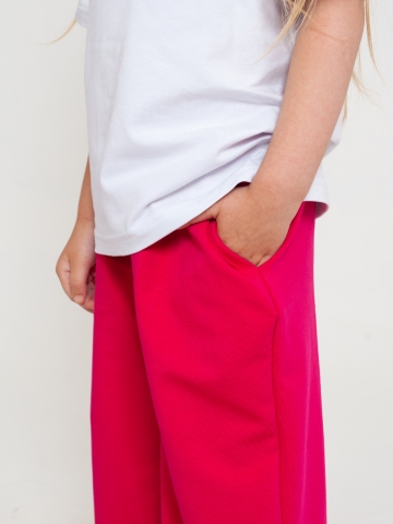 323-Ф. Костюм детский Палаццо, фуксия, хлопок 70%, 25% ПЭ, 5% лайкра, футер 2-х нитка без начеса, размеры 86,92,98,104,110,116