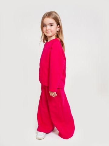 323-Ф. Костюм детский Палаццо, фуксия, хлопок 70%, 25% ПЭ, 5% лайкра, футер 2-х нитка без начеса, размеры 86,92,98,104,110,116