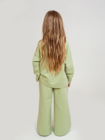 323-ФС. Костюм детский Палаццо, фисташка, хлопок 70%, 25% ПЭ, 5% лайкра, футер 2-х нитка без начеса, размеры 86,92,98,104,110,116