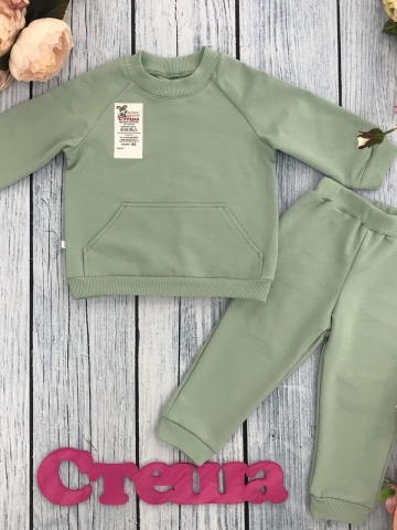 Купить оптом 312-ОЛ. Свитшот+ Штаны , хлопок 70%, 25% ПЭ, 5% лайкра, 2 нитка петля без начеса, олива 98,104,110,116 в Самаре