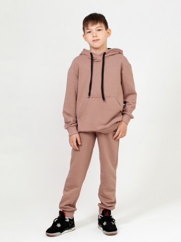 311-Ш. Свитшот с капюшоном + Штаны, хлопок 65%, 35% ПЭ, 3-х нитка ( без начеса) шоколад 146,152,158