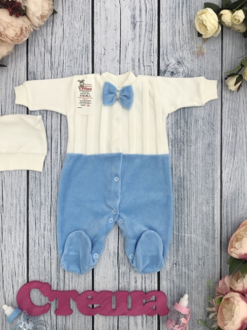 Купить оптом 302-Г. Комбинезон складки  хлопок 80% велюр, 20 % ПЭ, р 56,62 , голубой в Самаре