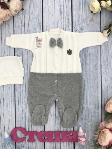 Купить оптом 302-С. Комбинезон складки  хлопок 80% велюр, 20 % ПЭ, р 56,62 , серый в Самаре